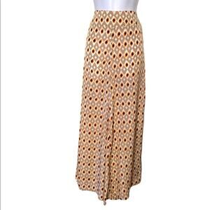 Bar III Culotte Pants Small Casual Bohemian Ikat Tribal Wide Leg High Rise Tan